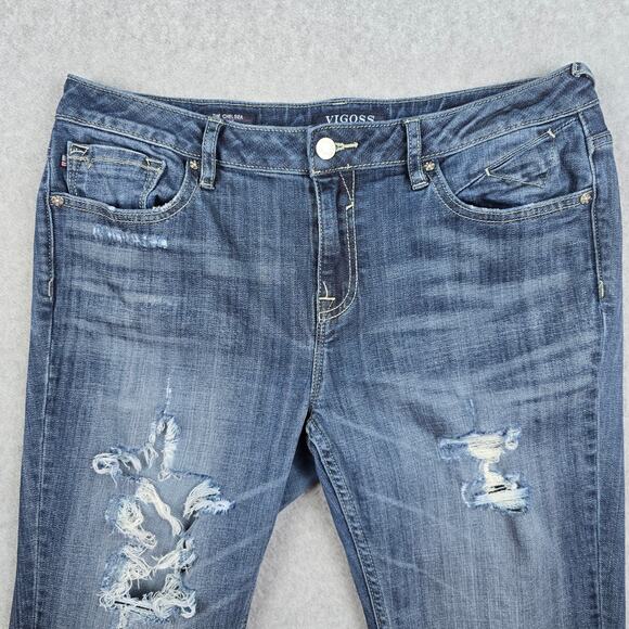 Vigoss Womens 32x29 The Chelsea Skinny Distressed Stretch Jeans Raw Hem - Picture 4 of 16